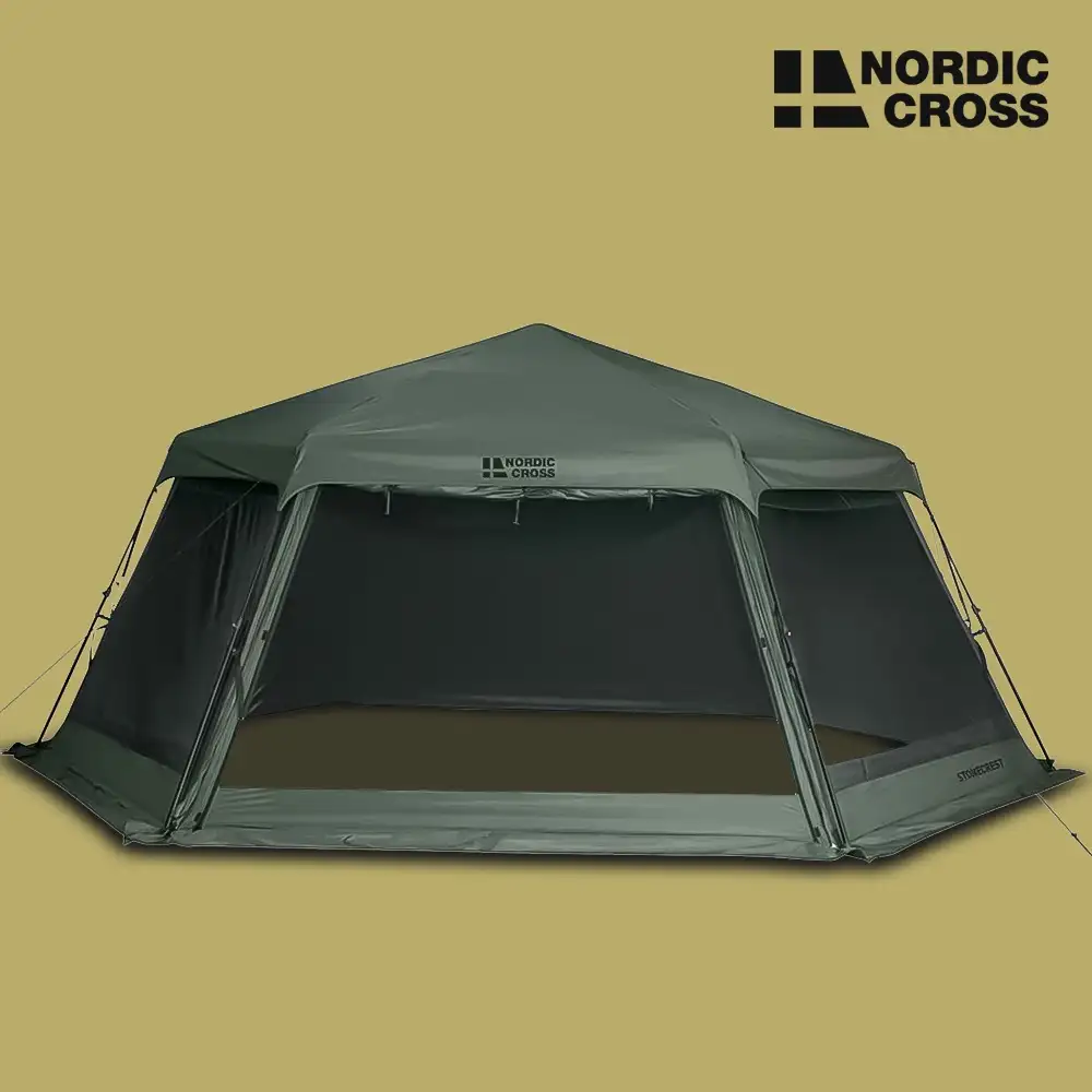 韩国直邮 NORDIC CROSS 六角形自动速开式户外庇护所 3-4人露营帐篷 汽车后尾箱可连接露营帐篷